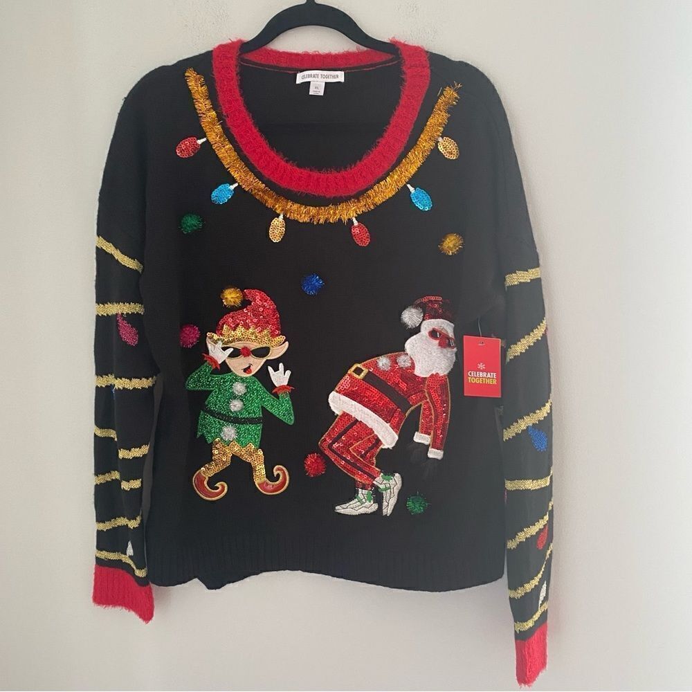 Celebrate Together Women’s Crew Neck 3D Ugly Christmas Sweater size XL